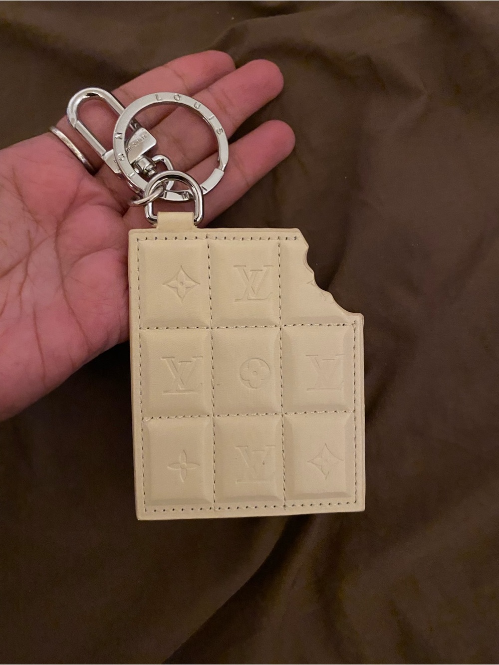 White Chocolate Bar Monogram Keychain Card Holder